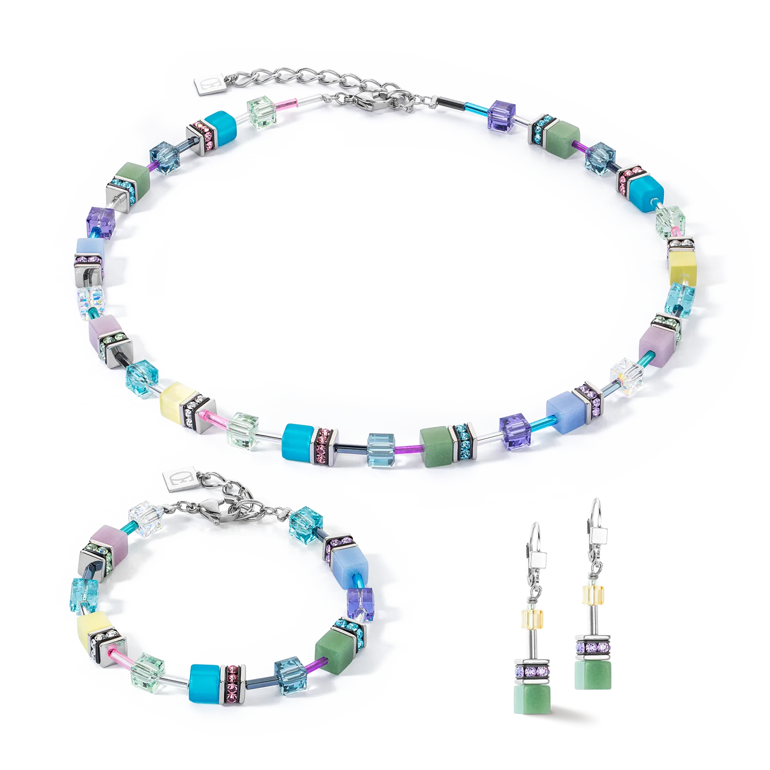 GeoCUBE® Iconic necklace silver-ice pastels