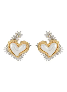 GLASS CRYSTAL HEART STUD EARRINGS