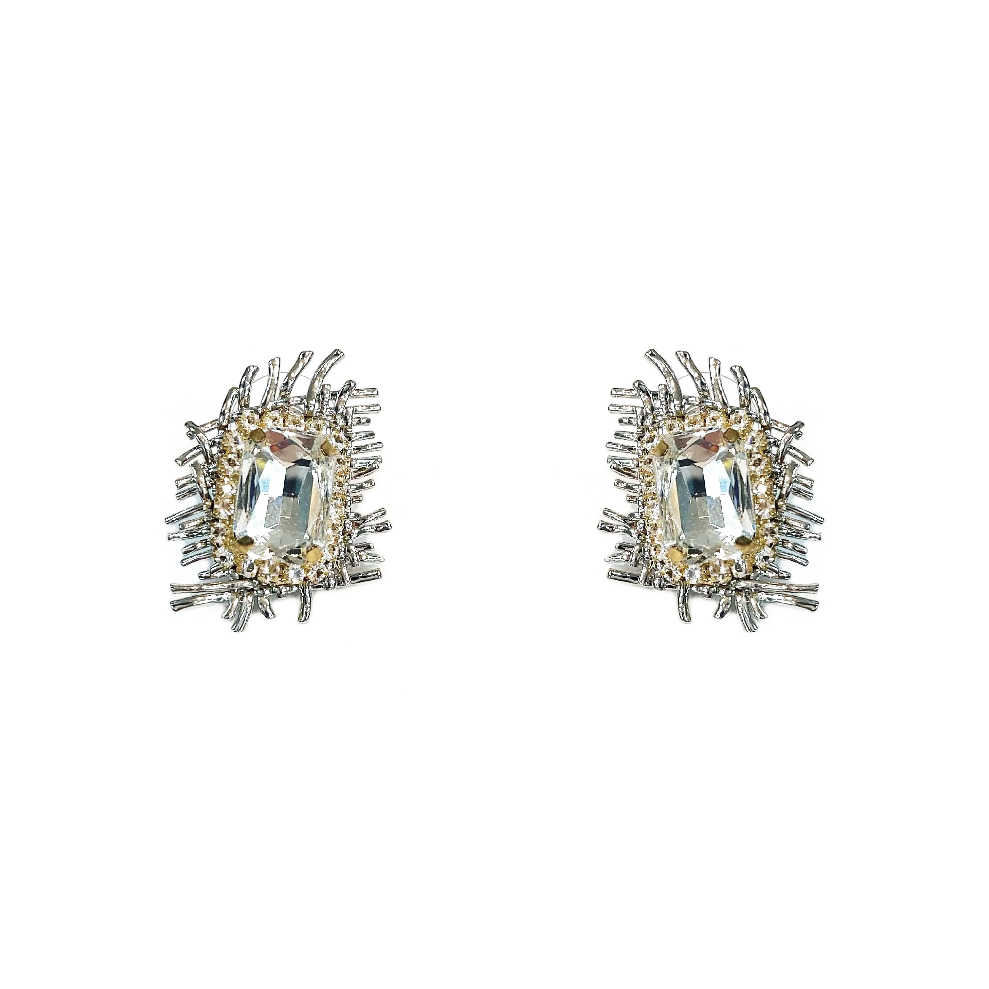 GLASS CRYSTAL STUD EARRINGS