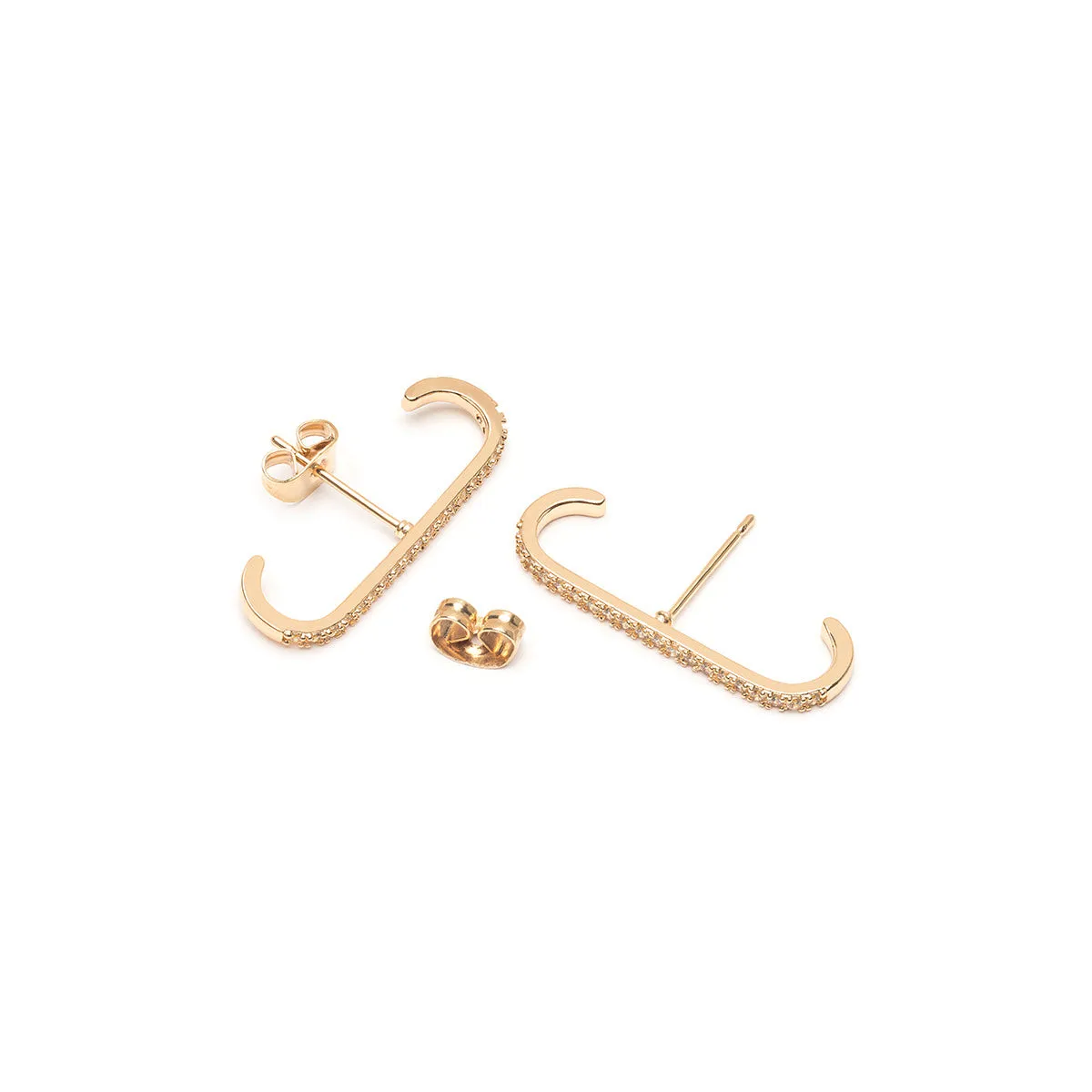 Gold Crystal Ear Cuff Stud Earrings