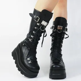 Heel Motorcycle Boots Knee High Boots