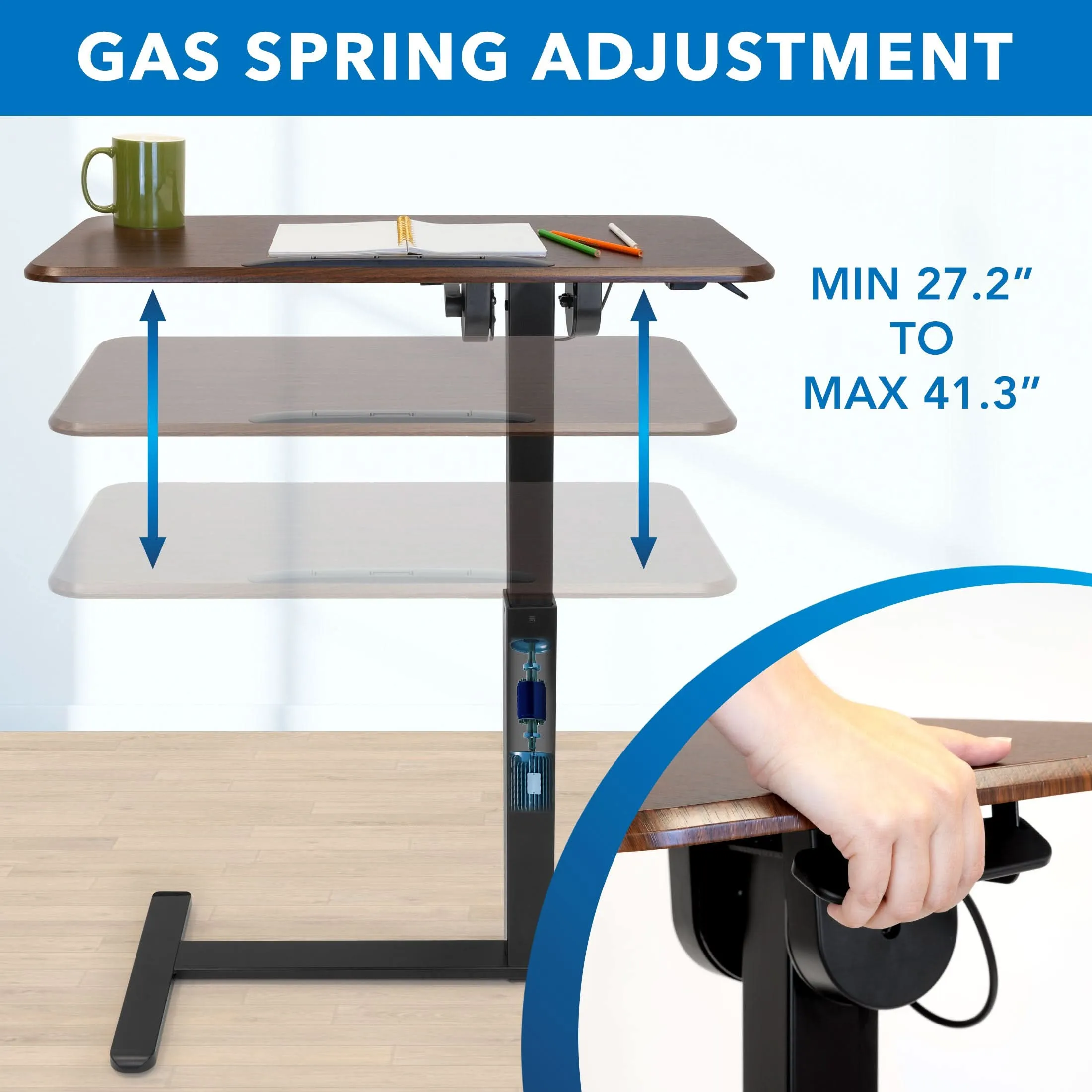 Height Adjustable Overbed Desk with Tilt Tabletop