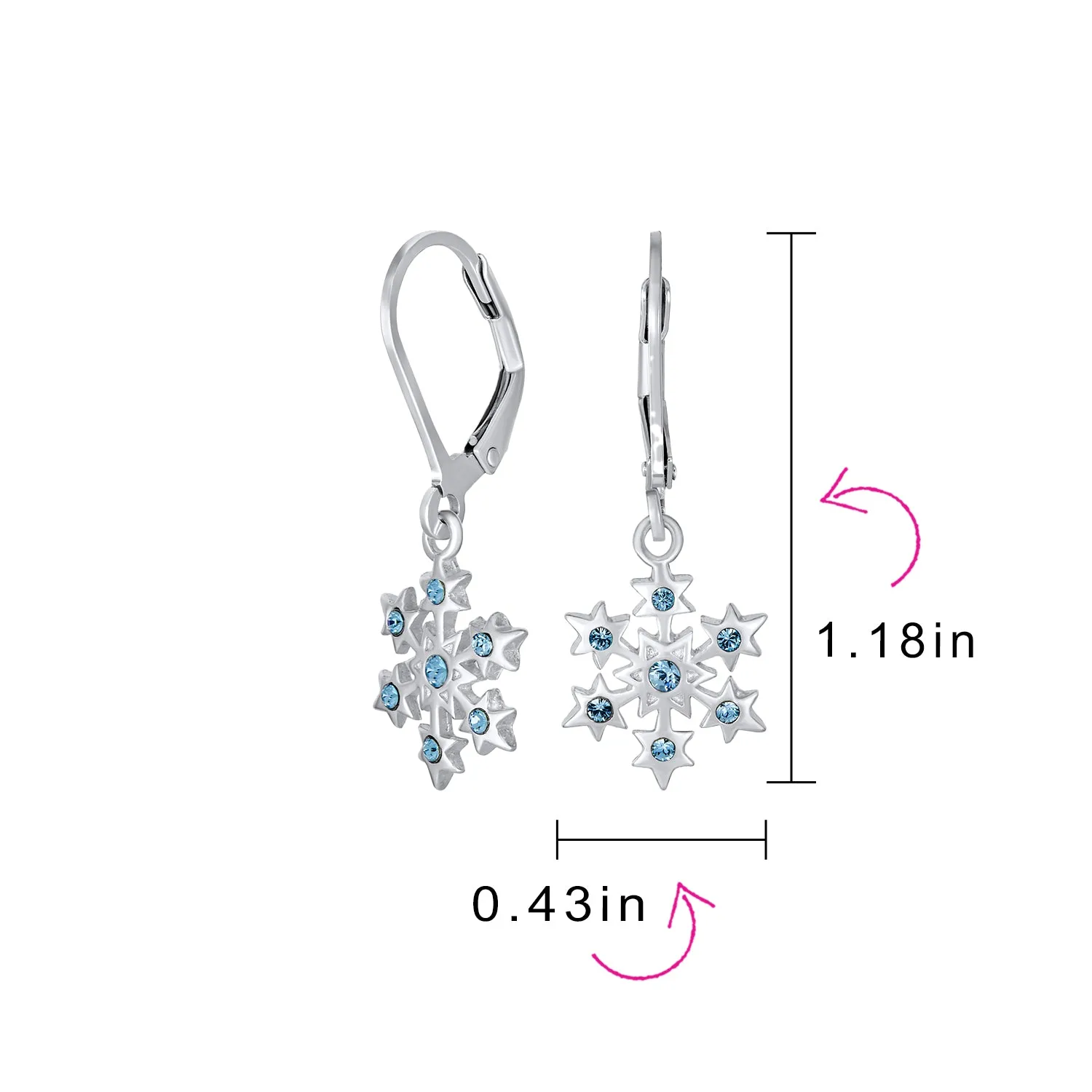 Holiday Jewelry Set Blue  CZ Snowflake  Earrings, Pendant Necklace, Brooch Pin