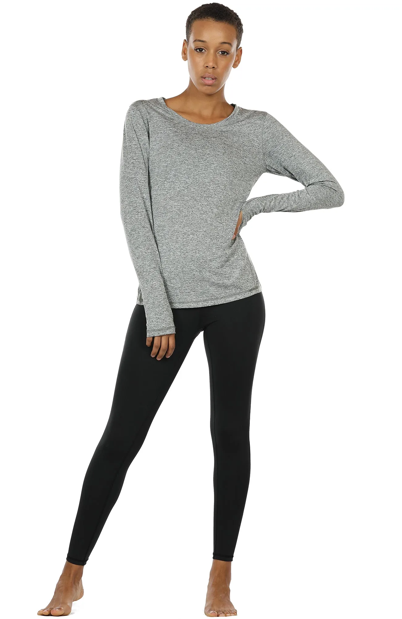 icyzone Women's Workout Yoga Long Sleeve T-Shirts with Thumb Holes