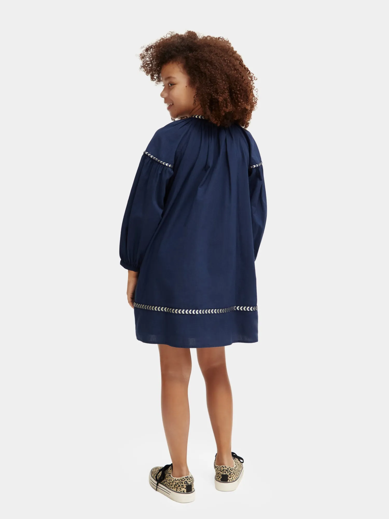 Kids - Long sleeved glittering embroidery mini dress