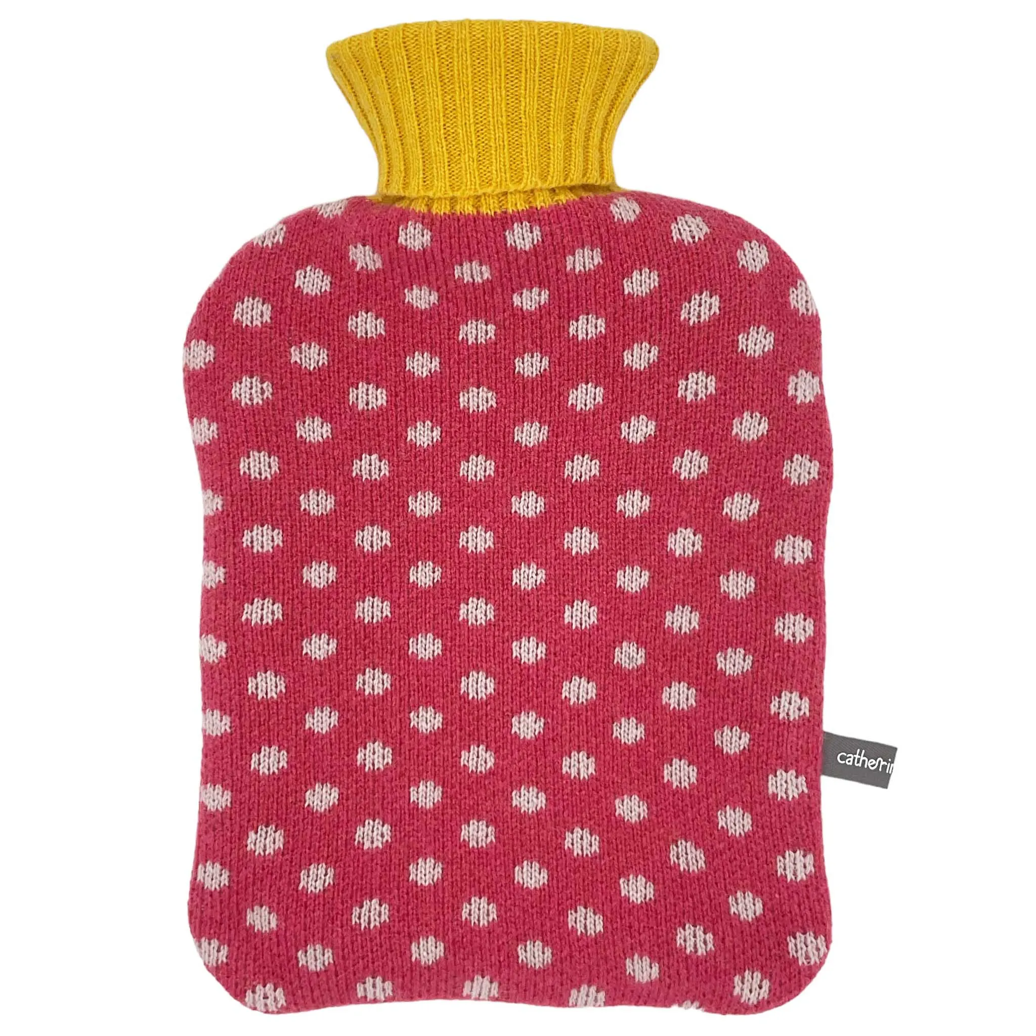 Lambswool Hot Water Bottle Cover - Bright Pink Spot