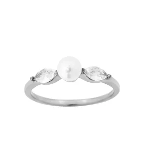 Laurel Pearl Ring Steel