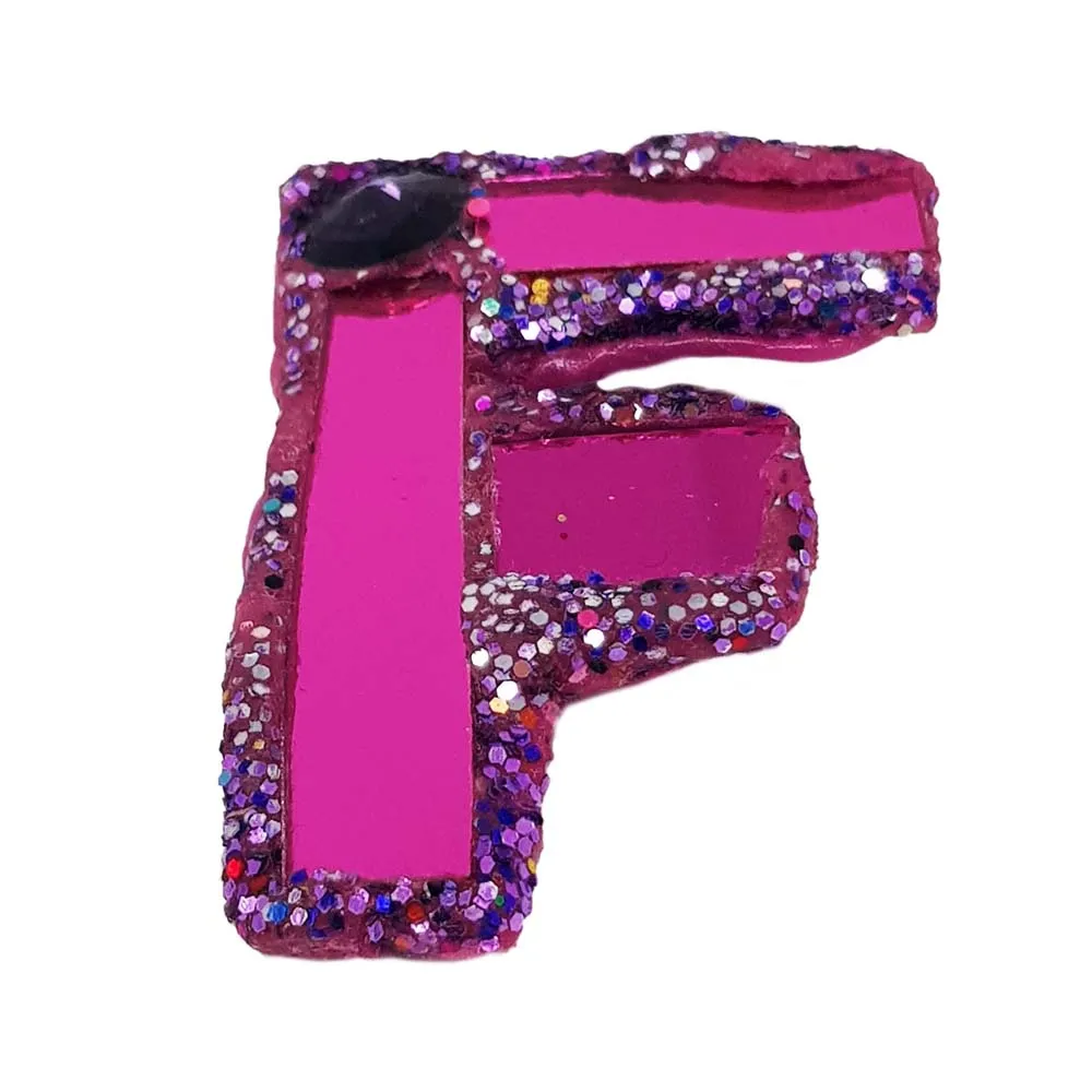 LETTER F -  PURPLE BROOCH