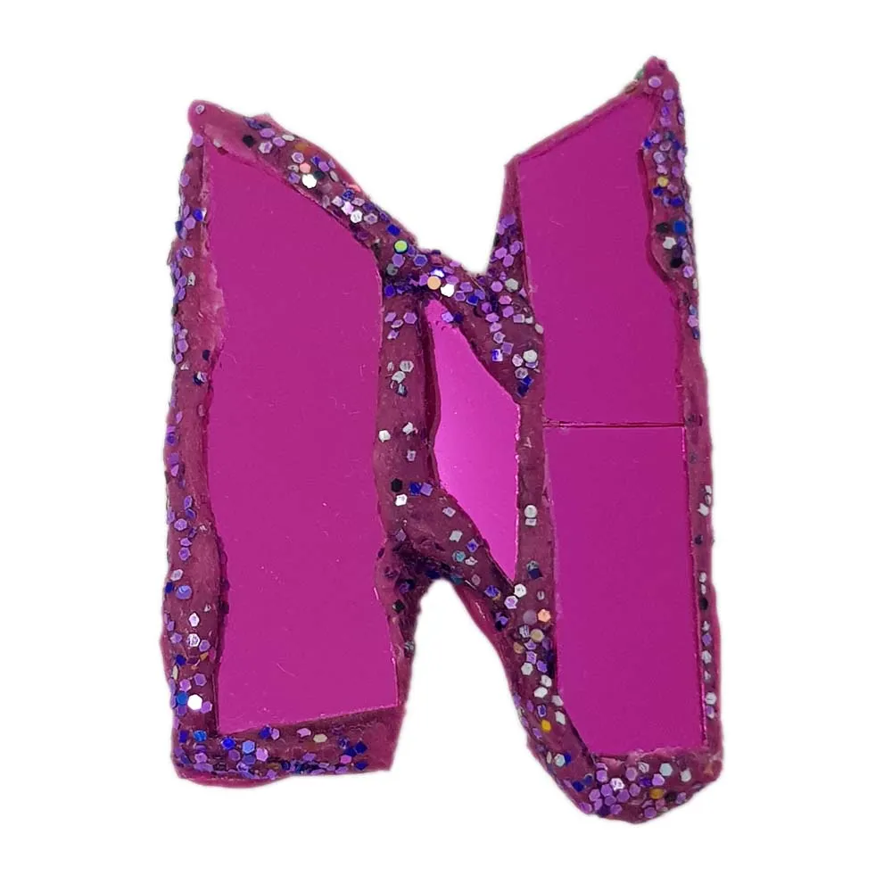 LETTER N -  PURPLE BROOCH