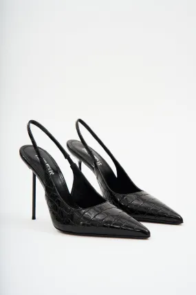 Lidia Croco Black Slingback