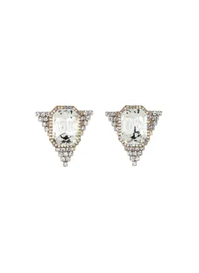 LOGO CENTREPIECE TRIANGULAR CRYSTAL STUD EARRINGS