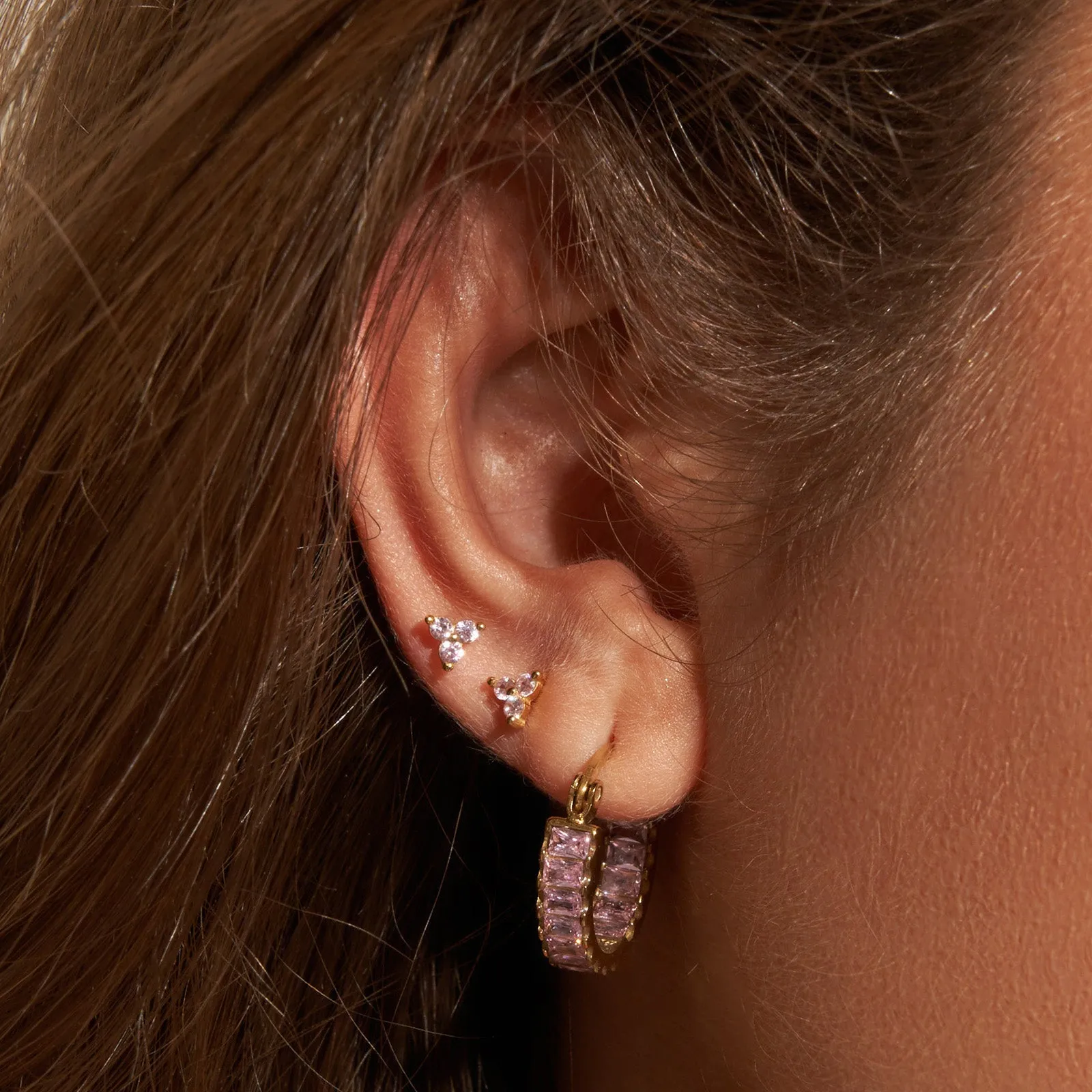 Magenta Gold Earrings - Rose