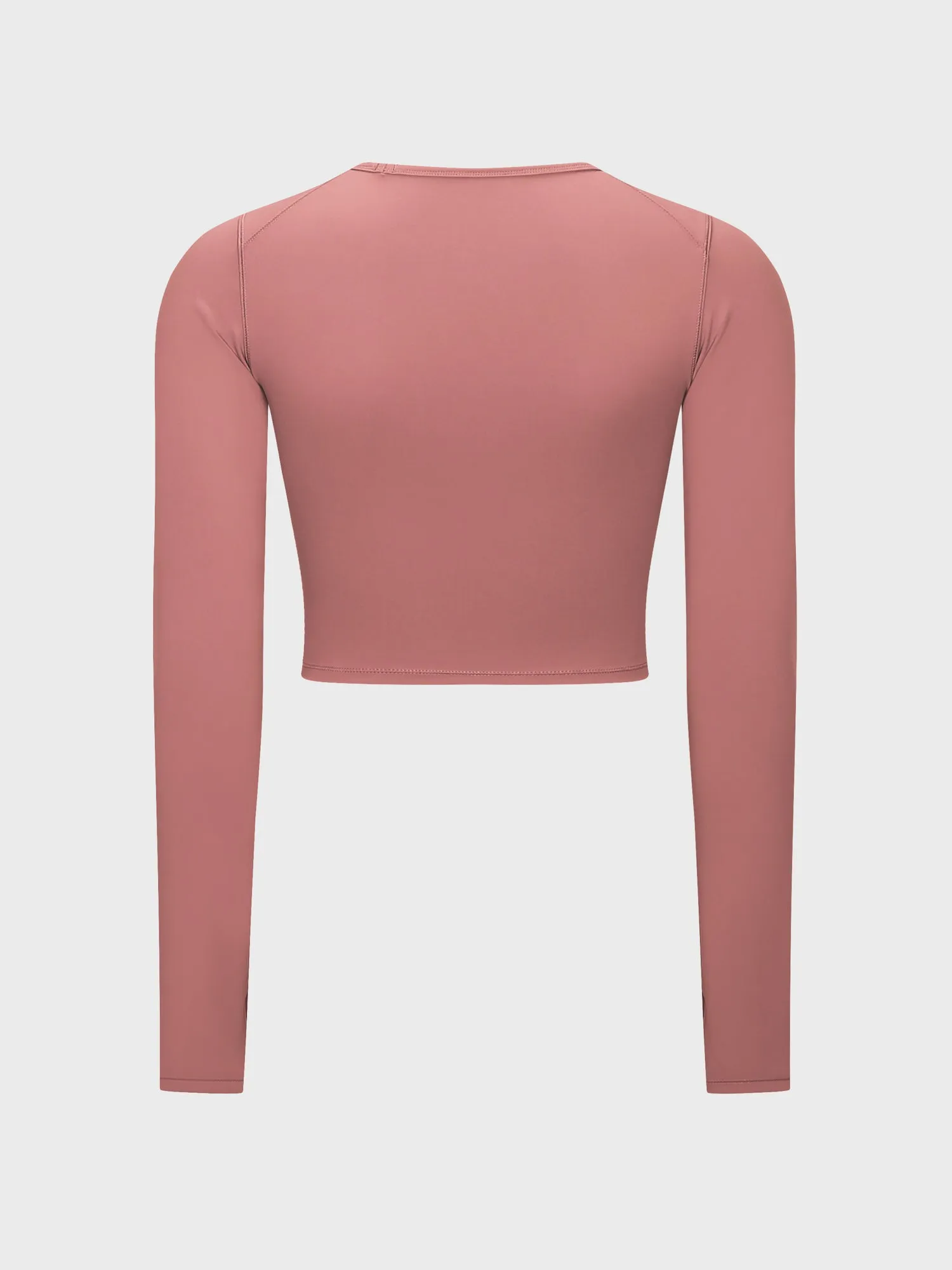 Midsize Slim Fit Nude Long Sleeve Yoga Crop Top