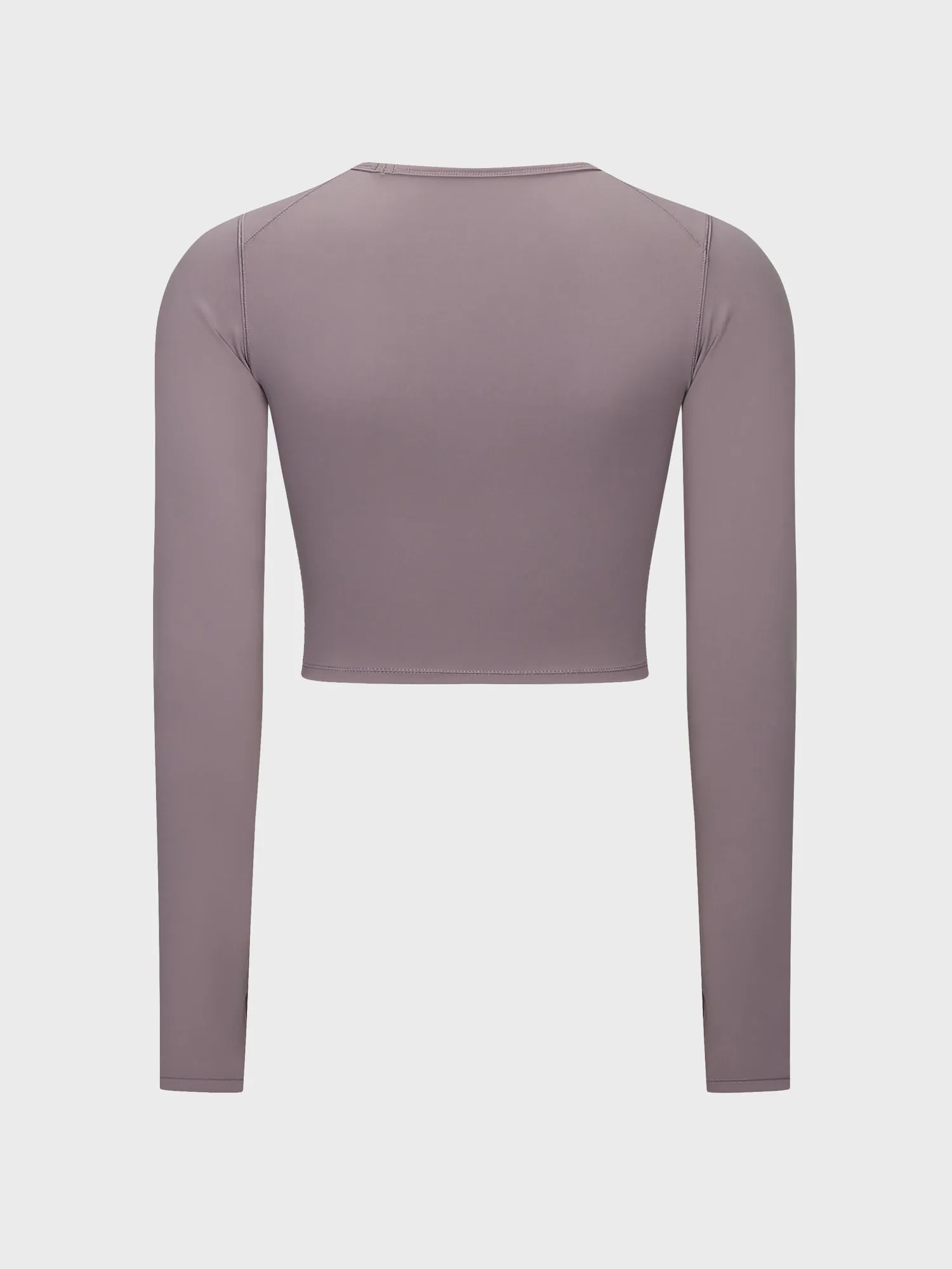 Midsize Slim Fit Nude Long Sleeve Yoga Crop Top