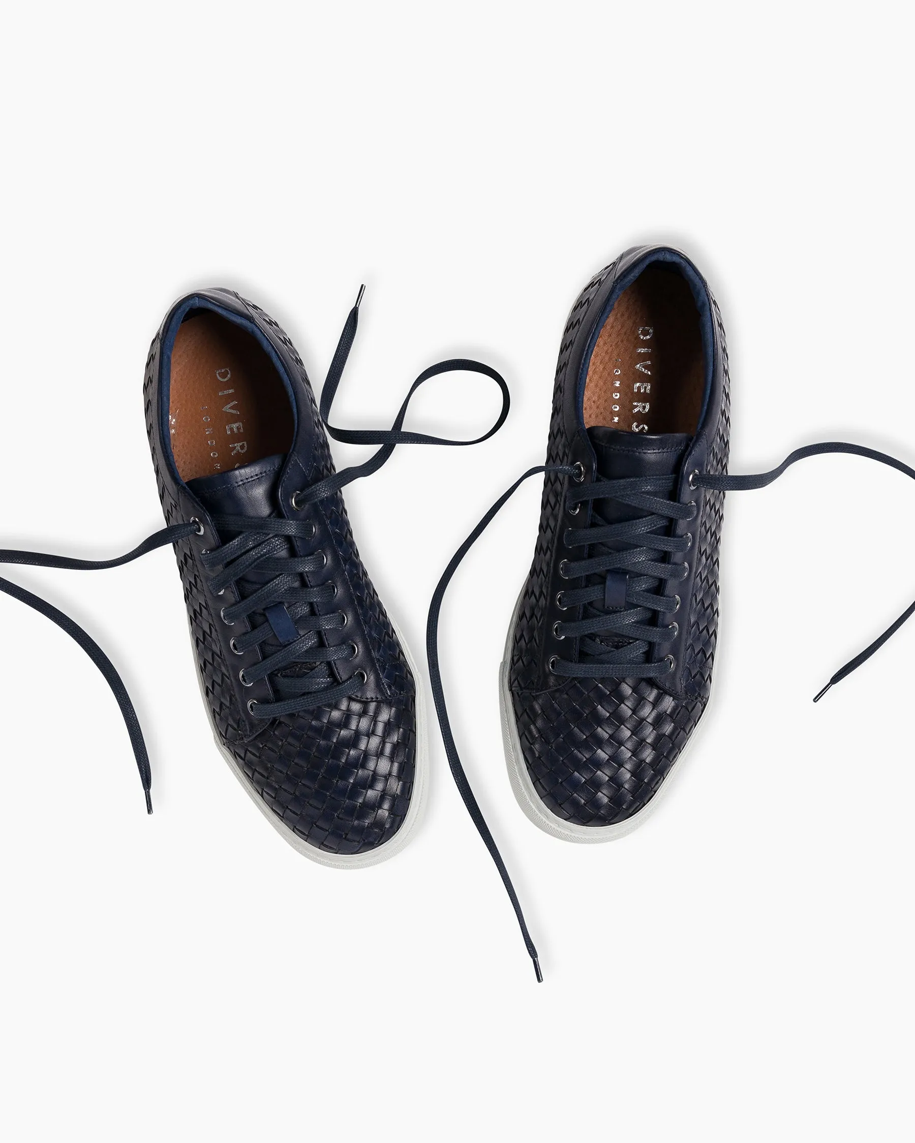 Navy Hand Woven Sneakers