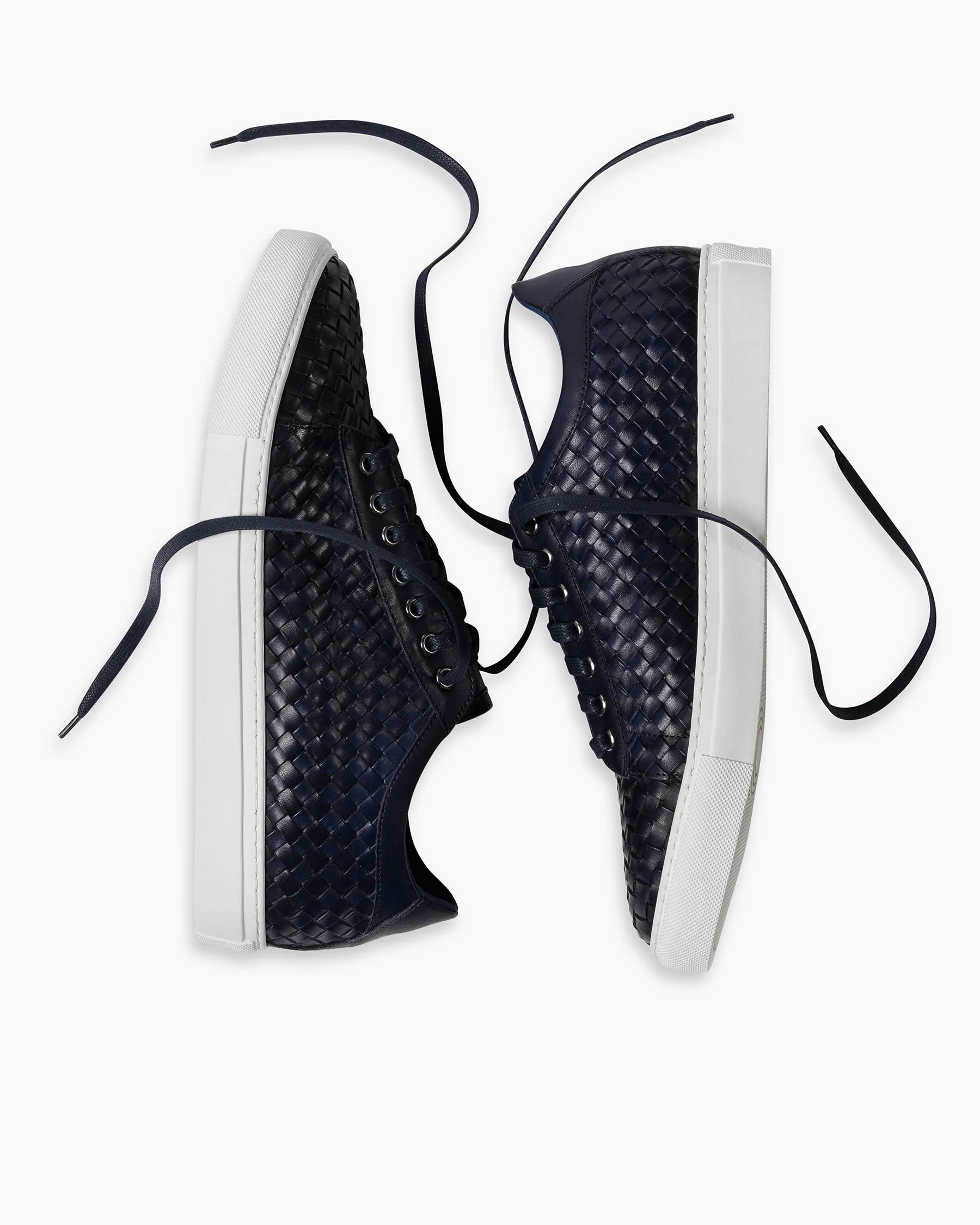 Navy Hand Woven Sneakers