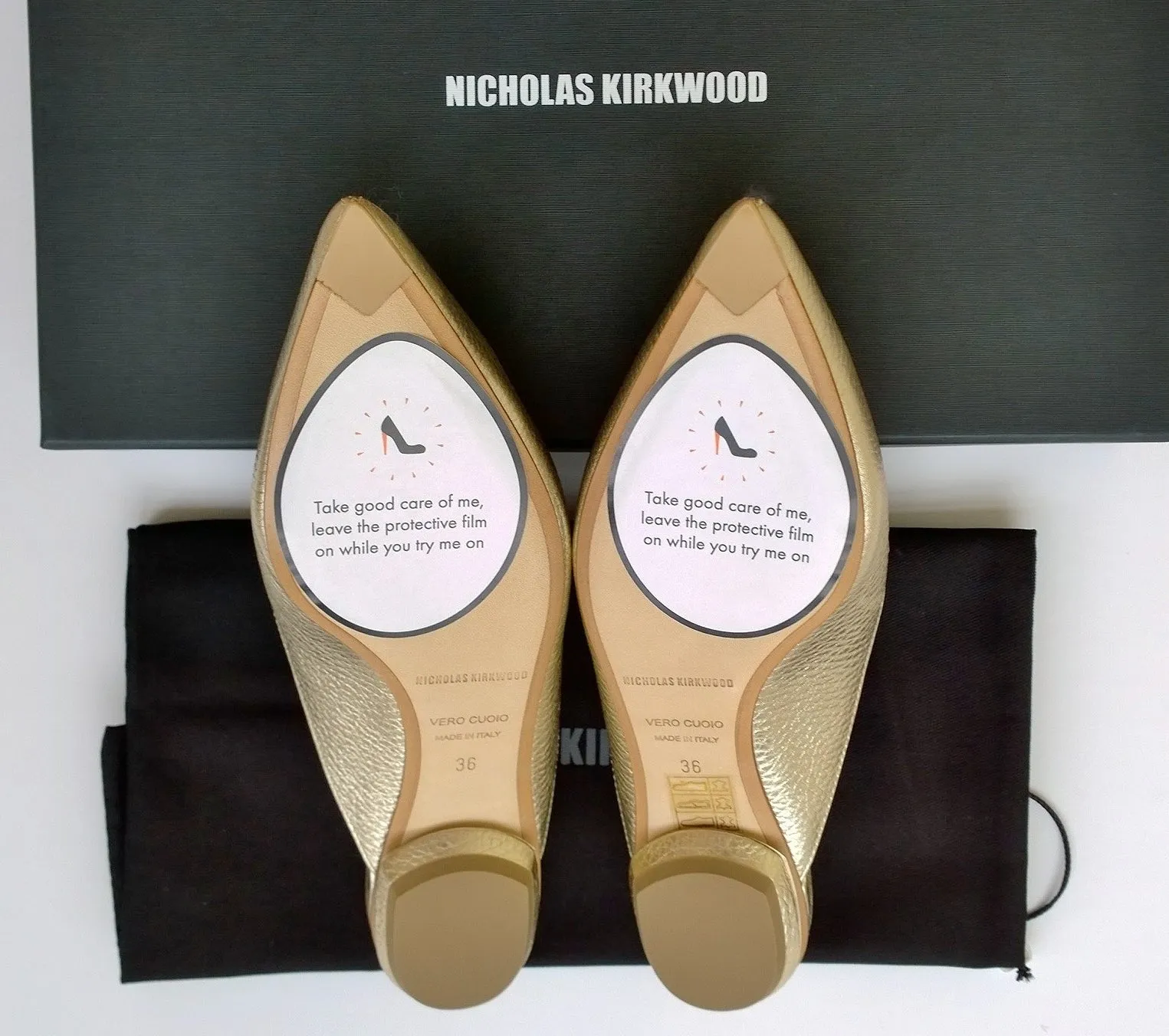 Nicholas Kirkwood Beya Slippers new in box loafers flats Platino Gold metallic leather