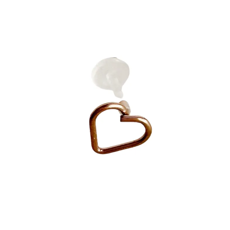 Open Heart Acrylic Flat Back Earring - Rose Gold