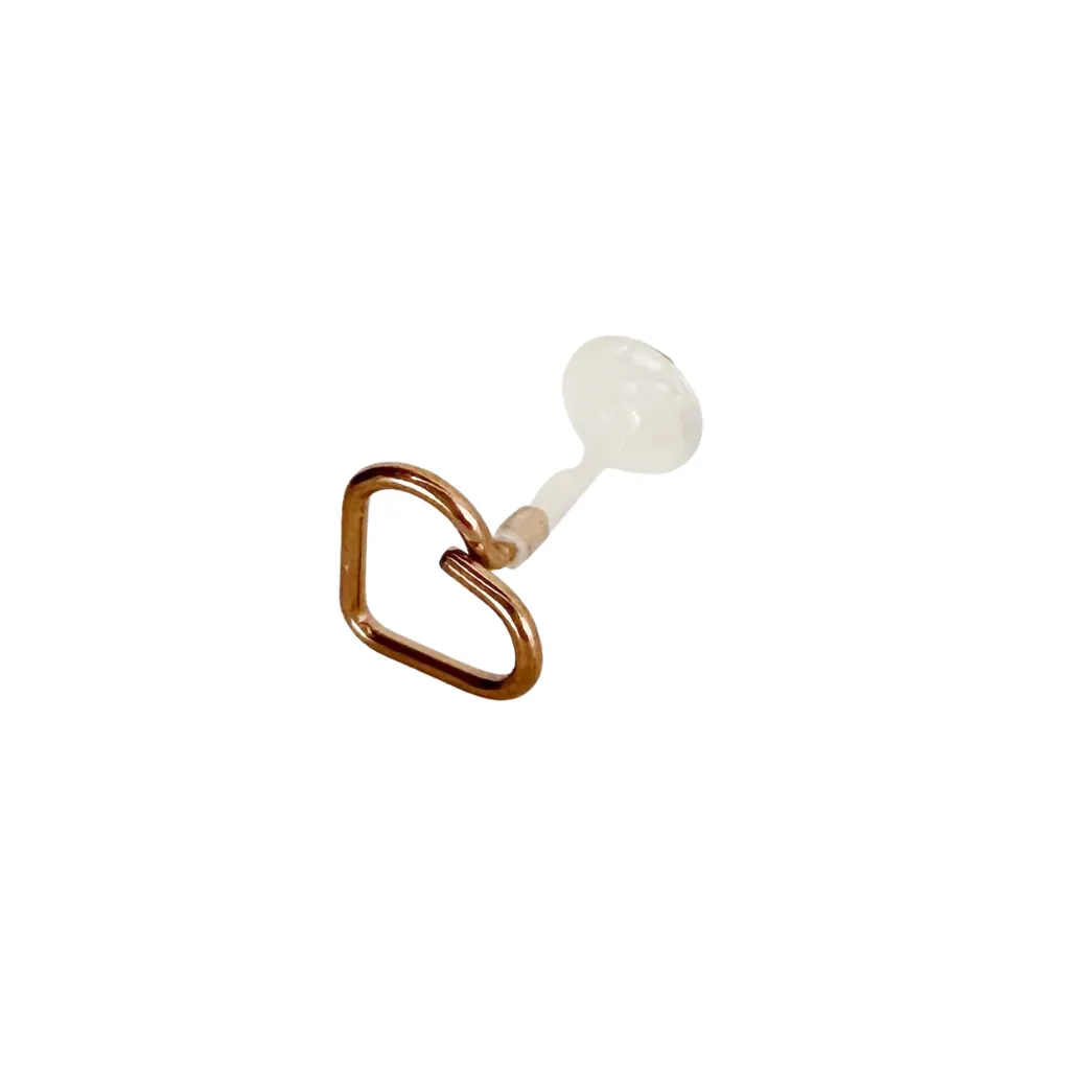 Open Heart Acrylic Flat Back Earring - Rose Gold