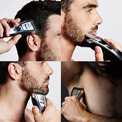 Panasonic Multigroom Beard Trimmer Kit For Face, Head, Body Hair Styling and Grooming, 39 Quick-Adjust Dial Trim Settings, Cordless/Cord, – ER-GB80-S, Silver