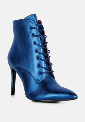 PIET Blue Metallic Stiletto Ankle Boot