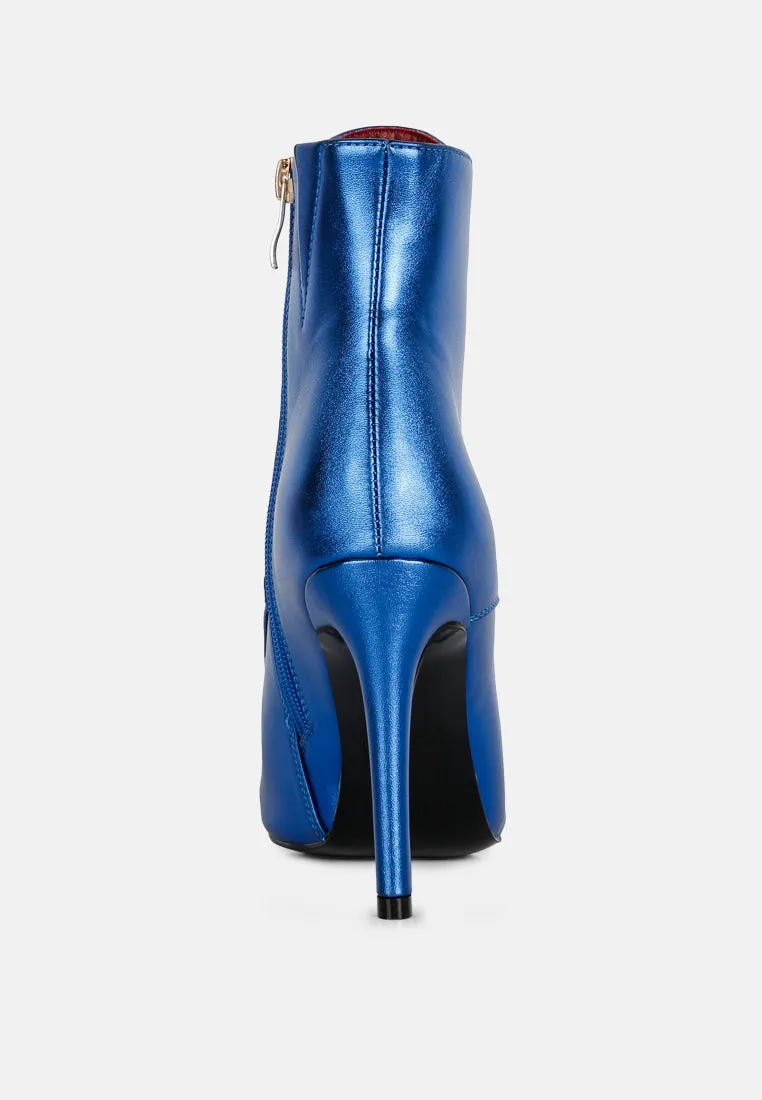 PIET Blue Metallic Stiletto Ankle Boot