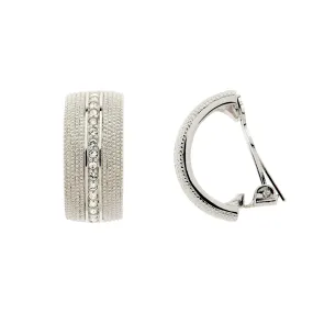 Platinum & Crystal Curve Clip Earrings