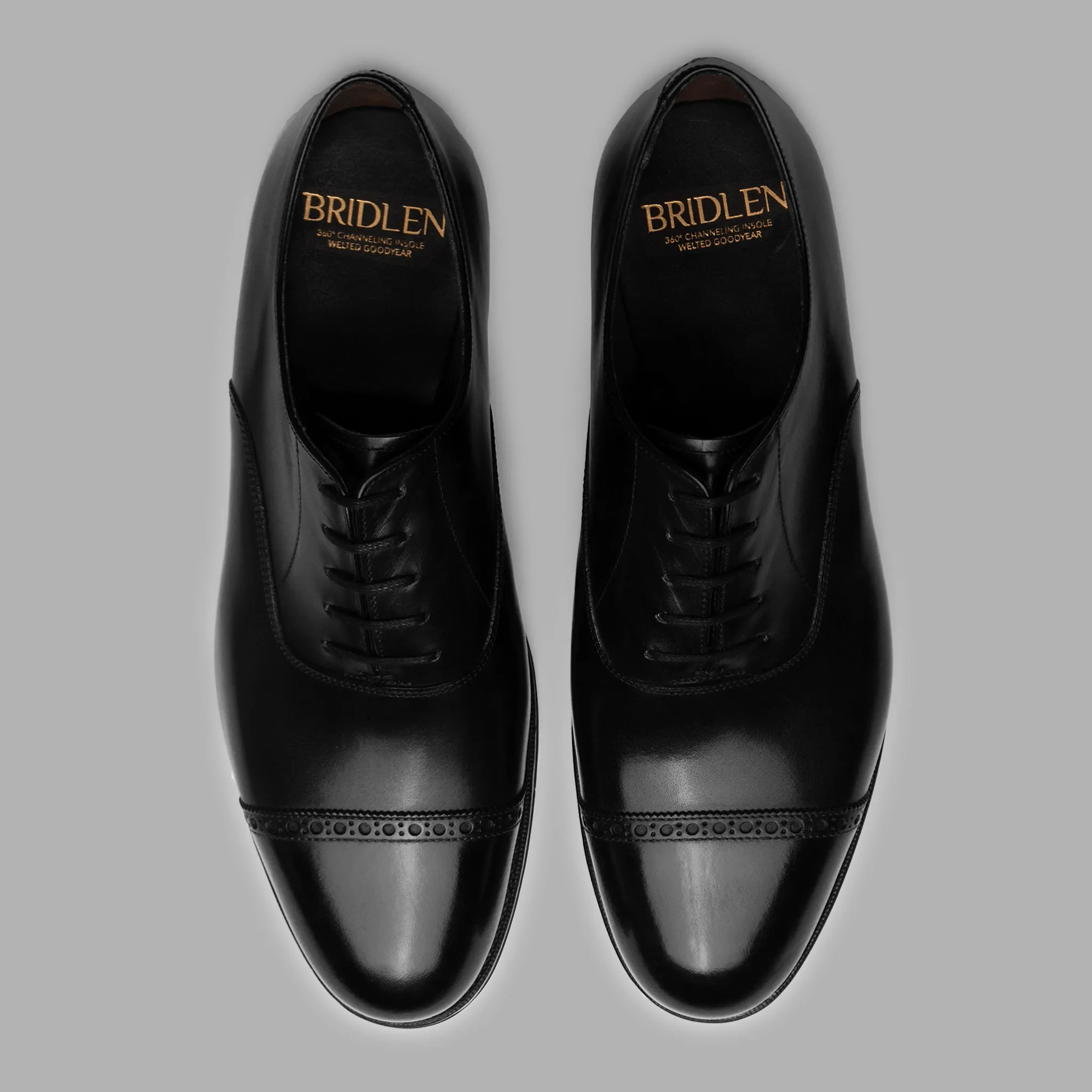 Punch Cap Oxford in Black Calf Leather