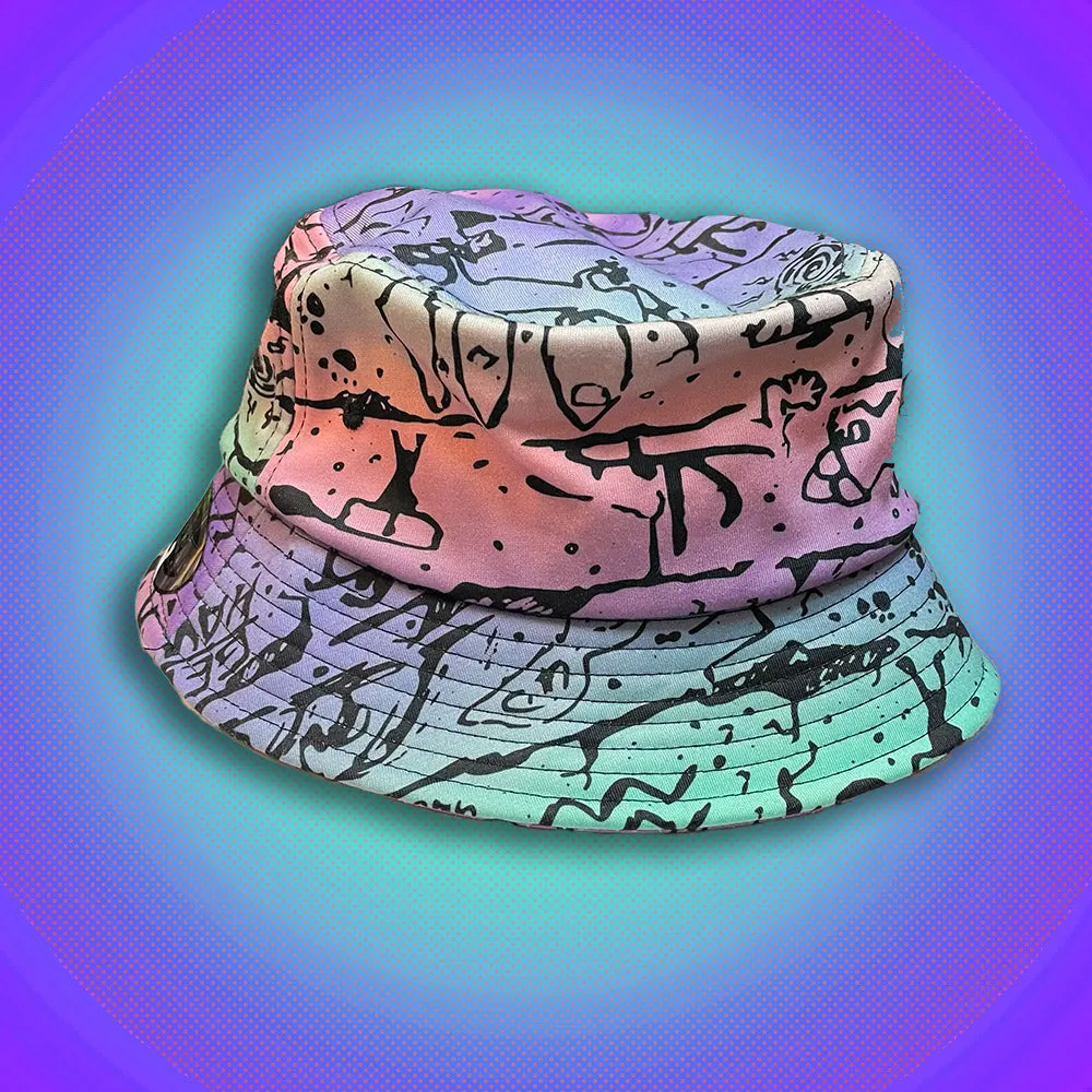 Purple/Mint Tie-Dye Wall Bucket Hat