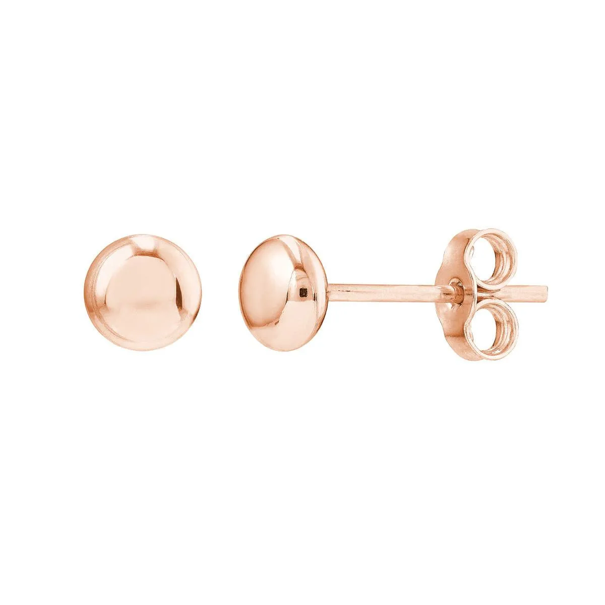 ROSE GOLD FLAT ROUND PEBBLE STUD EARRINGS, 4.5MM