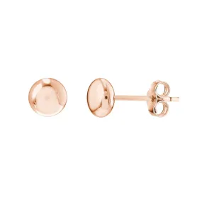 ROSE GOLD FLAT ROUND PEBBLE STUD EARRINGS, 5.5MM