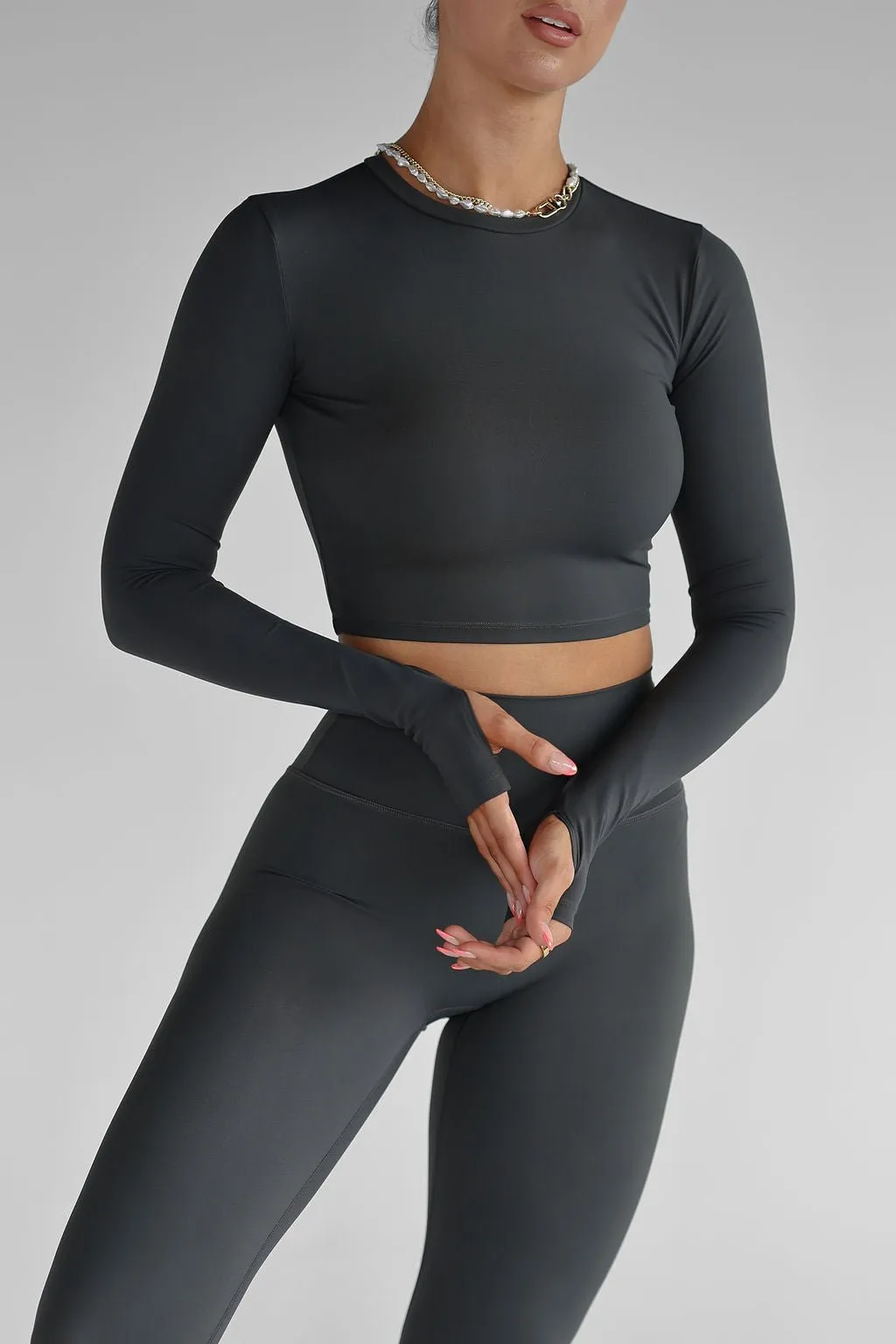 SCULPT Long Sleeve Crop - Deep Forrest