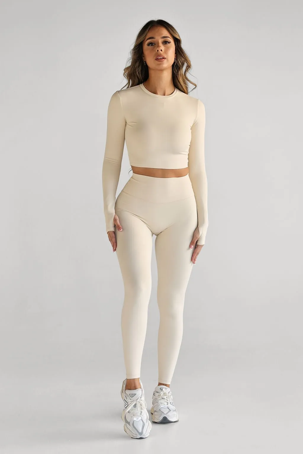 SCULPT Long Sleeve Crop - French Vanilla