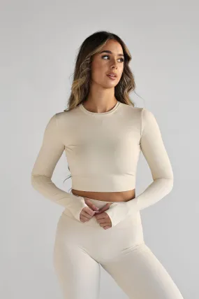 SCULPT Long Sleeve Crop - French Vanilla