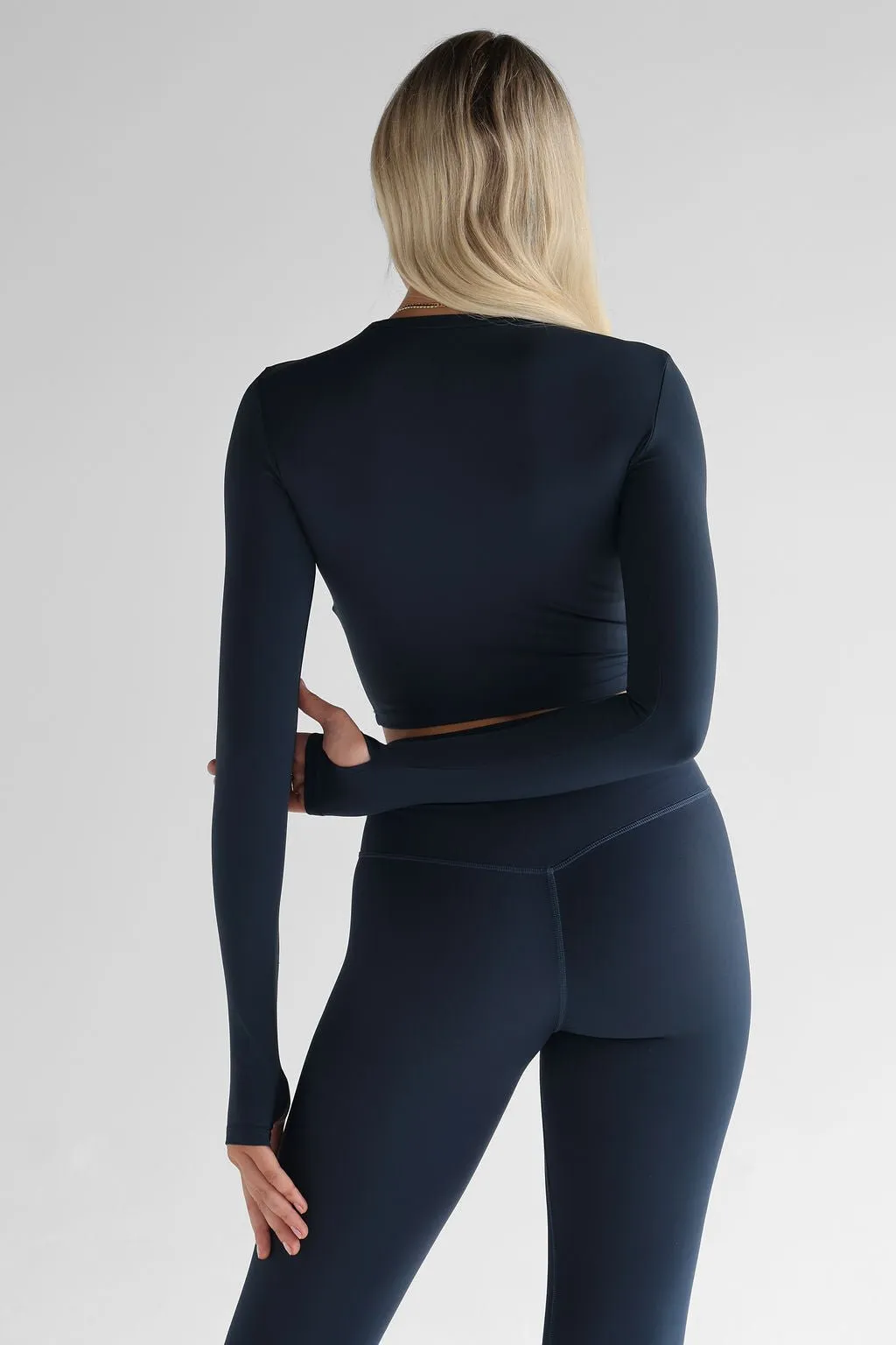 SCULPT Long Sleeve Crop - Navy