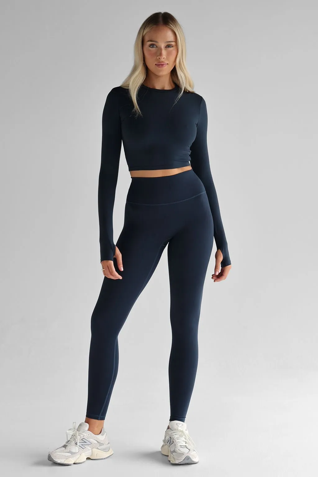 SCULPT Long Sleeve Crop - Navy