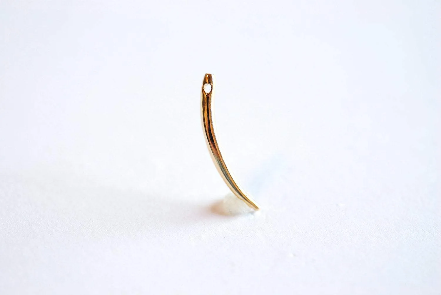 Shiny Vermeil Gold Horn Charm- 22k gold over plated Sterling Silver Tusk Charm, Italian Horn Charm, Tusk Pendant Charm, Cornicello Horn, 20