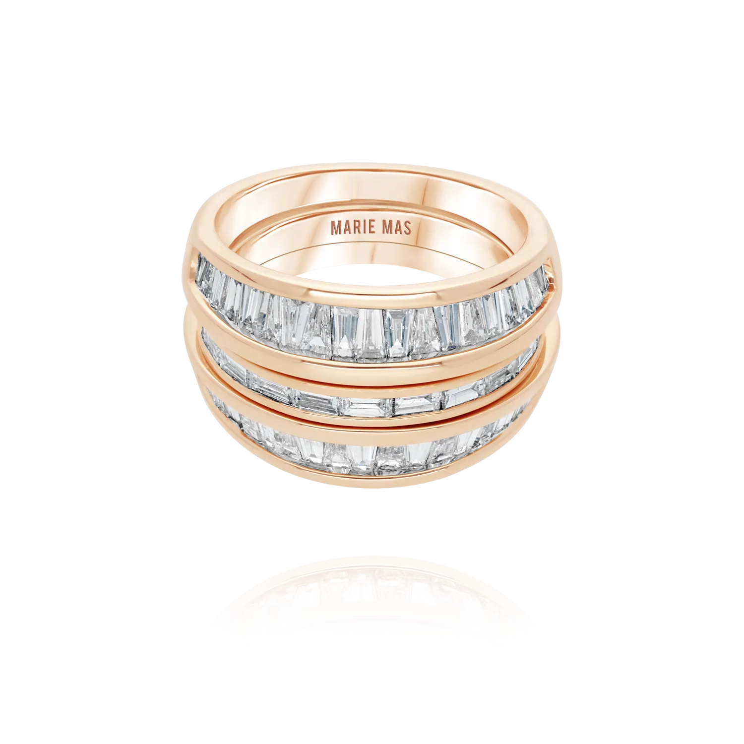 Starlight U ring & Startlight Flat I ring | rose gold & diamonds