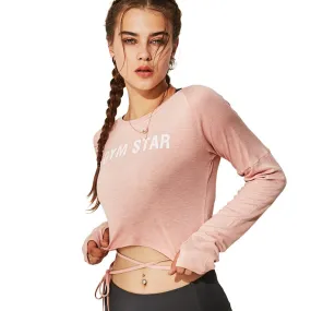 UA ROCK Sexy Waistband Yoga shirt Women Fitness Long Sleeves Workout Gym crop top yoga top with Thumb Holes Sports t-shirt