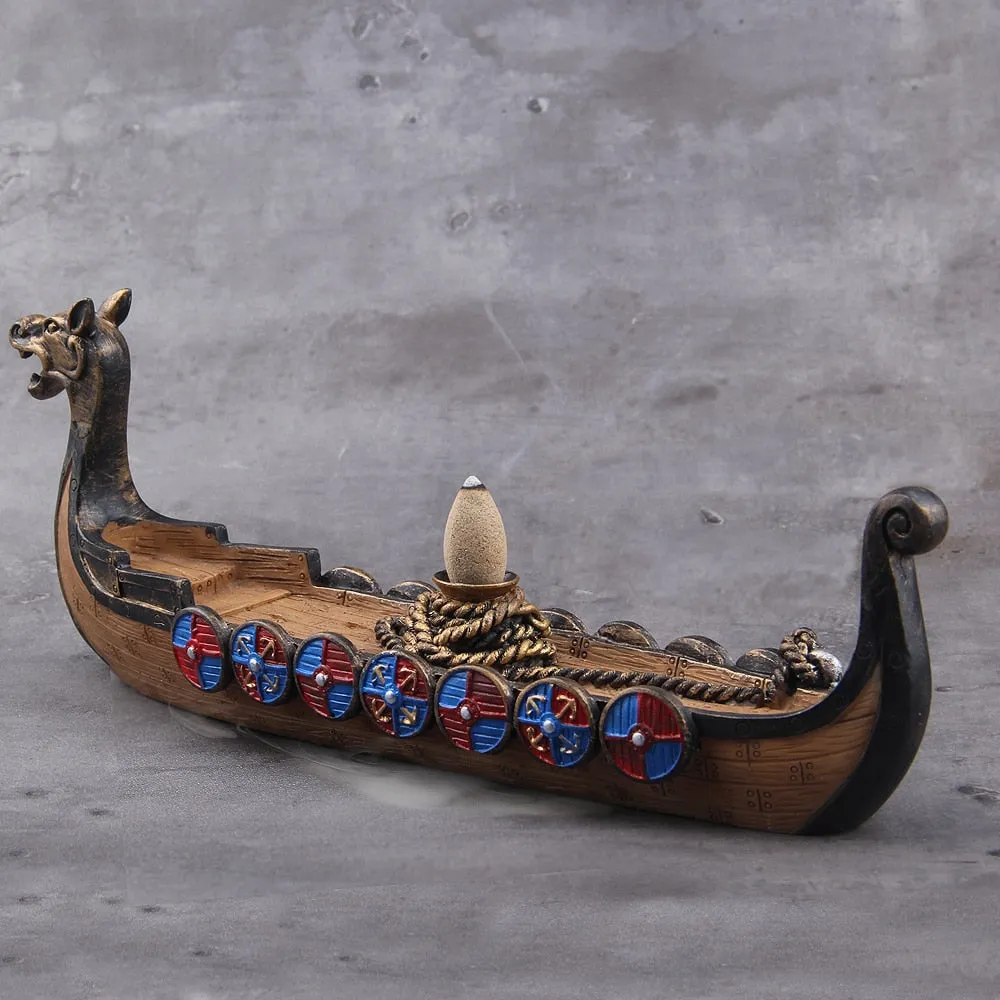 Viking Drakar Longship Backflow Incense Holder