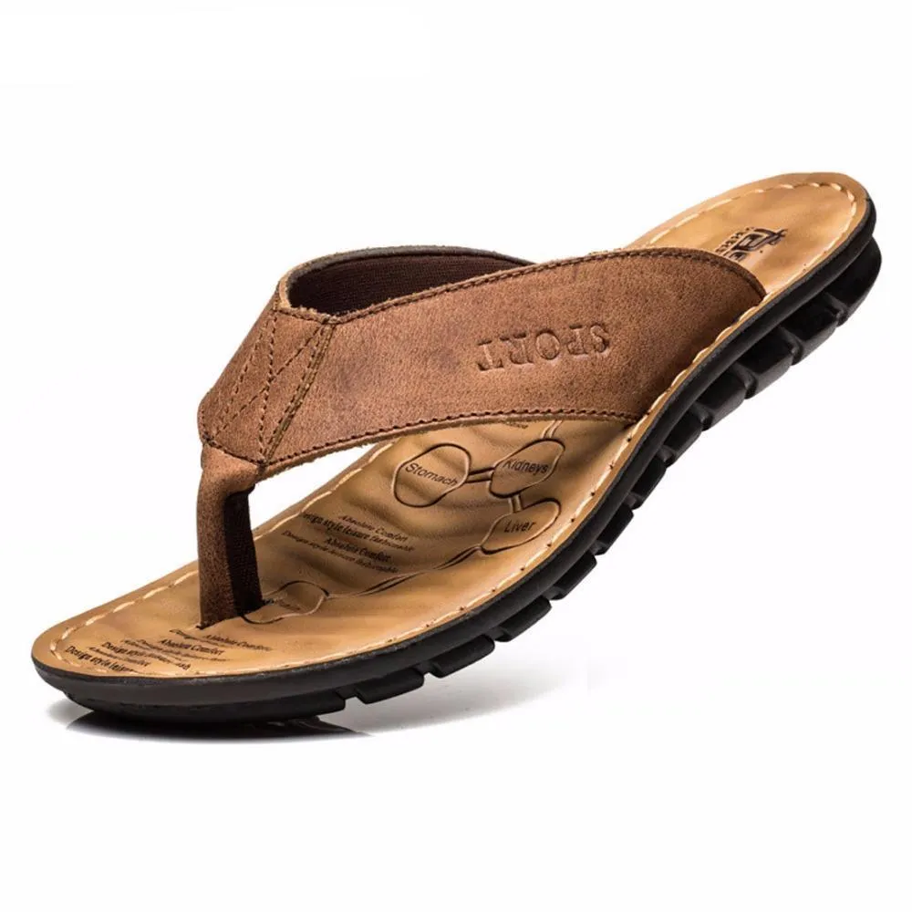 West Louis™ Cow Leather Fashion Flip Flops