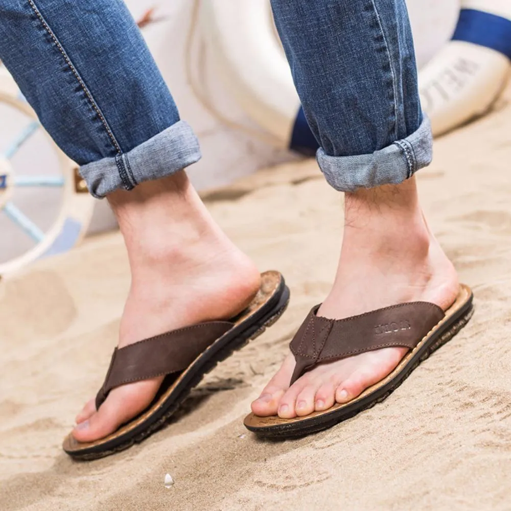 West Louis™ Cow Leather Fashion Flip Flops