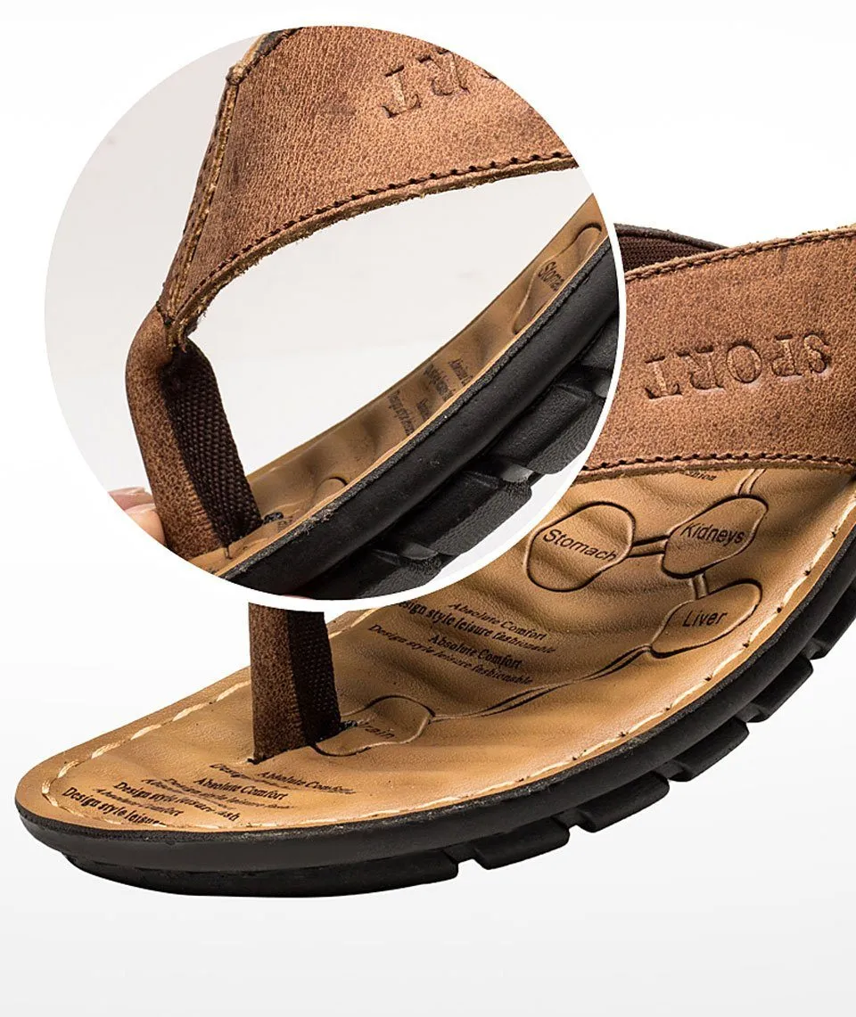 West Louis™ Cow Leather Fashion Flip Flops