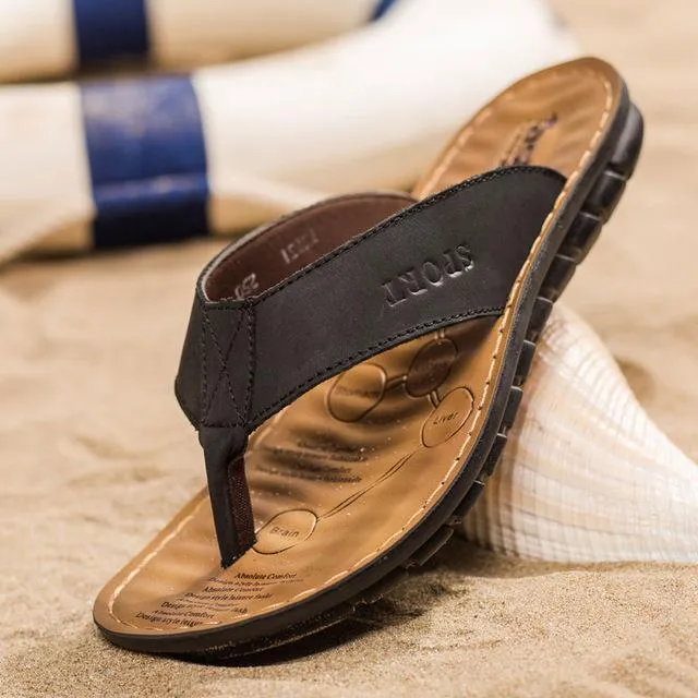 West Louis™ Cow Leather Fashion Flip Flops