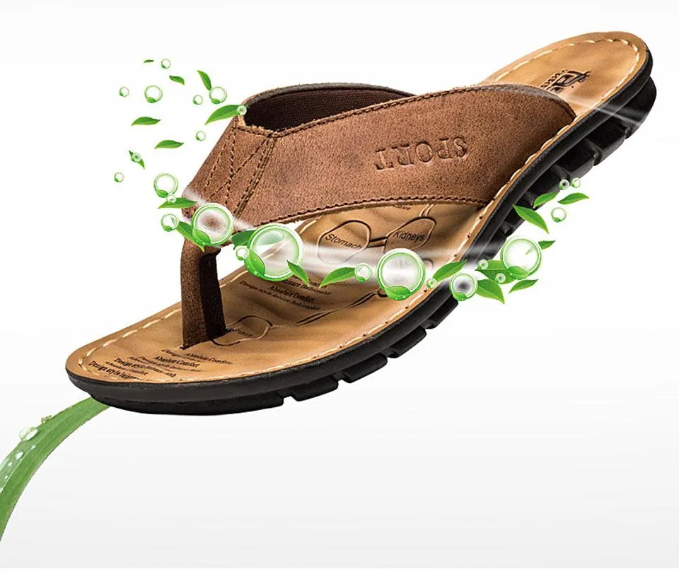 West Louis™ Cow Leather Fashion Flip Flops