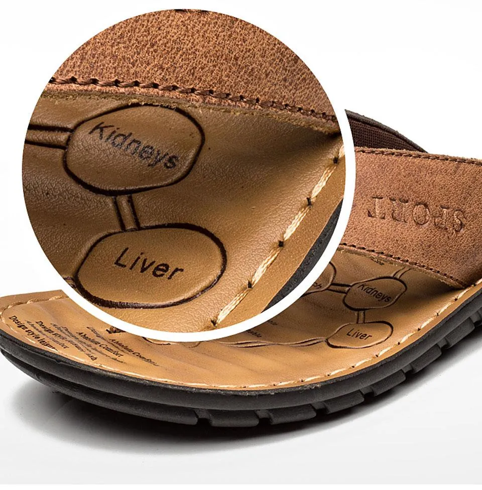 West Louis™ Cow Leather Fashion Flip Flops