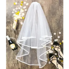 White Bridal Veil with Comb