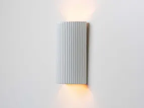 White ribbed ceramic pillar wall light