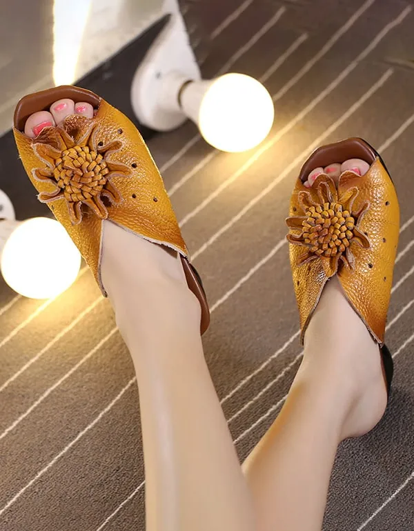 Women's Ethnic Style Flower Chunky Slippers