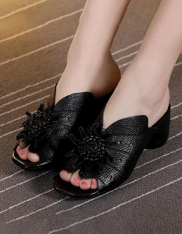 Women's Ethnic Style Flower Chunky Slippers